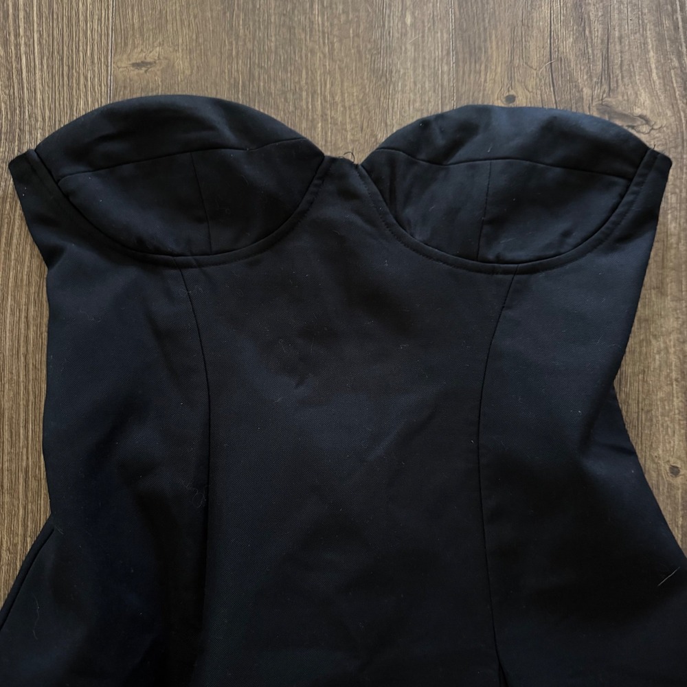 Peppermayo Victoria Strapless Mini Dress Size 4 Black Sweetheart Pleated Baddie - Picture 2 of 12